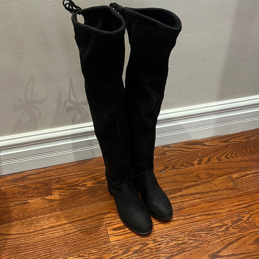 Over the knee suede boots